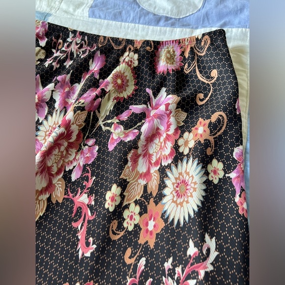 90s Notations Womens Black Pink Floral Fairy Core Cottagecore Midi Skirt Large - Picture 4 of 8